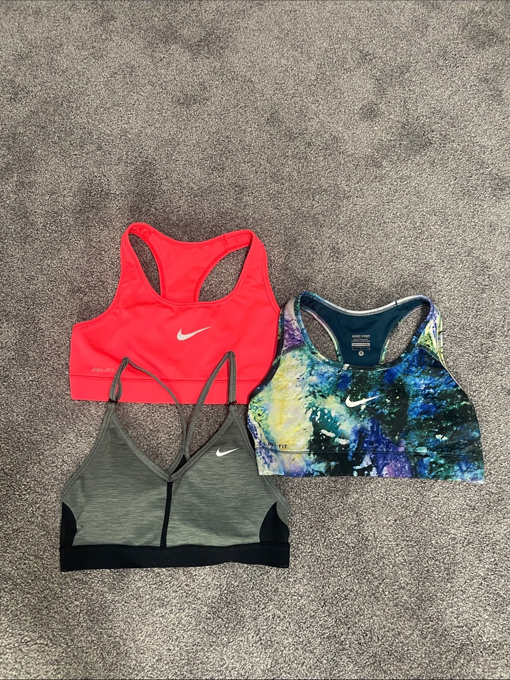 Nike Women's Sports Bras - Red, Gray, Multicolor Tie-Dye